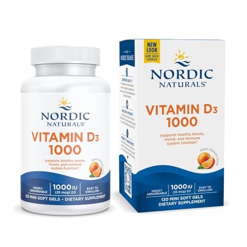 Nordic Naturals Vitamin D3 1000 IE, Orange – 120 Mini-Weichkapseln – Unterstützt Knochen, Stimmung & Immunsystem – Non-GMO