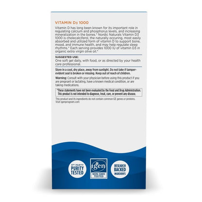Nordic Naturals Vitamin D3 1000 IE, Orange – 120 Mini-Weichkapseln – Unterstützt Knochen, Stimmung & Immunsystem – Non-GMO