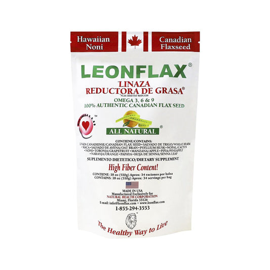 Leonflax 100% Echtes Kanadisches Leinsamen – Ballaststoffreiches Nahrungsergänzungsmittel für die Verdauungsgesundheit, 510 g (18 Unzen) Beutel