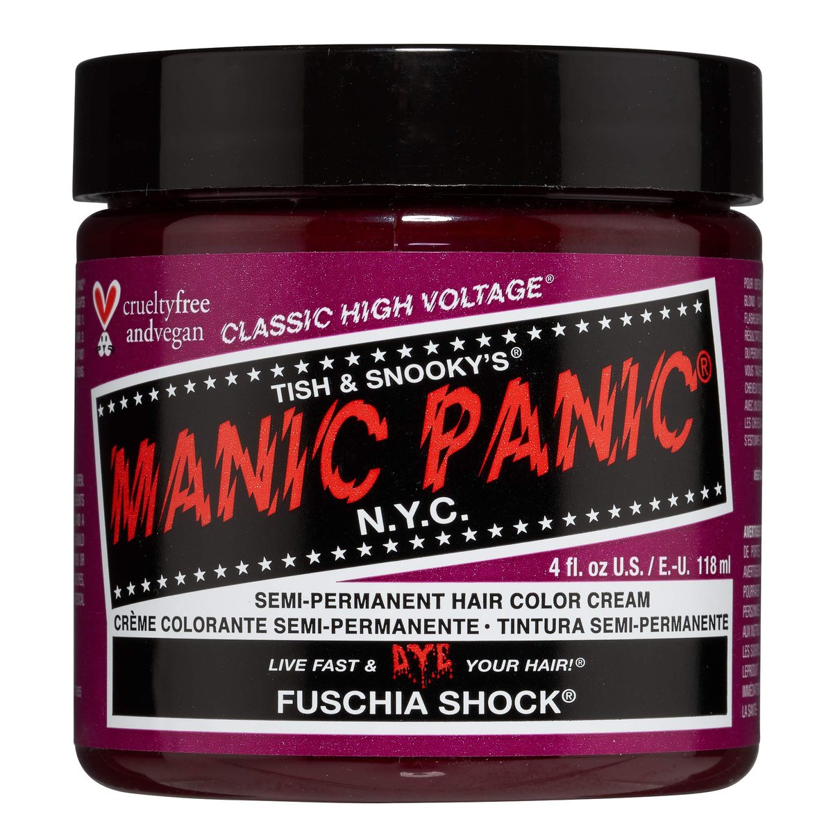 MANIC PANIC Classic Fuschia Shock Semi-Permanente Haarfarbe - Dunkelrosa Haarfärbung für Damen & Herren, hält 4-6 Wochen - Vegan, Ammoniak- & Tierversuchsfrei - Kreiere & Mische eigene Farbtöne (118 ml)