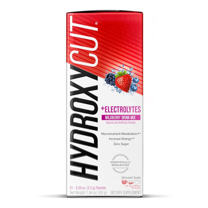 Hydroxycut Getränkepulver – Fortschrittliche Ergebnisse – Stoffwechsel- & Energieunterstützung – C. Canephora Robusta Extrakt, 135 mg Koffein & B-Vitamine – für Männer & Frauen – Wildberry Blast – 21 Portionsbeutel