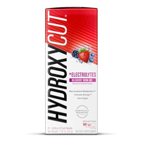 Hydroxycut Getränkepulver – Fortschrittliche Ergebnisse – Stoffwechsel- & Energieunterstützung – C. Canephora Robusta Extrakt, 135 mg Koffein & B-Vitamine – für Männer & Frauen – Wildberry Blast – 21 Portionsbeutel