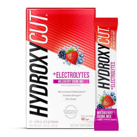Hydroxycut Getränkepulver – Fortschrittliche Ergebnisse – Stoffwechsel- & Energieunterstützung – C. Canephora Robusta Extrakt, 135 mg Koffein & B-Vitamine – für Männer & Frauen – Wildberry Blast – 21 Portionsbeutel