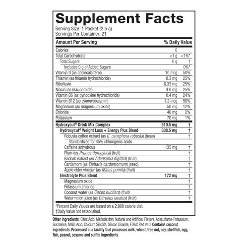 Hydroxycut Getränkepulver – Fortschrittliche Ergebnisse – Stoffwechsel- & Energieunterstützung – C. Canephora Robusta Extrakt, 135 mg Koffein & B-Vitamine – für Männer & Frauen – Wildberry Blast – 21 Portionsbeutel