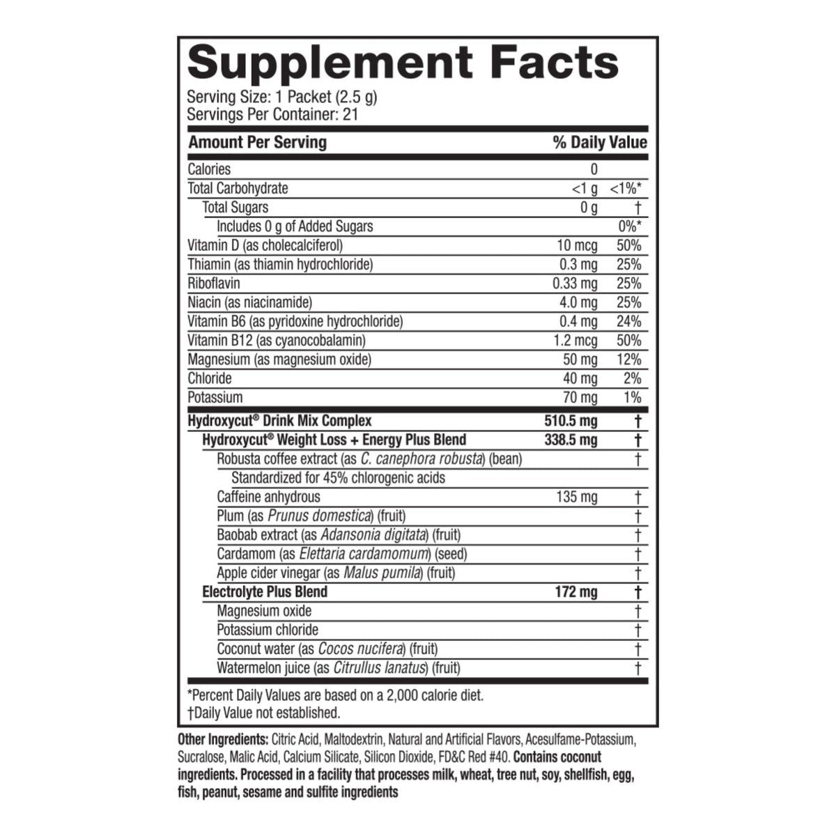 Hydroxycut Getränkepulver – Fortschrittliche Ergebnisse – Stoffwechsel- & Energieunterstützung – C. Canephora Robusta Extrakt, 135 mg Koffein & B-Vitamine – für Männer & Frauen – Wildberry Blast – 21 Portionsbeutel