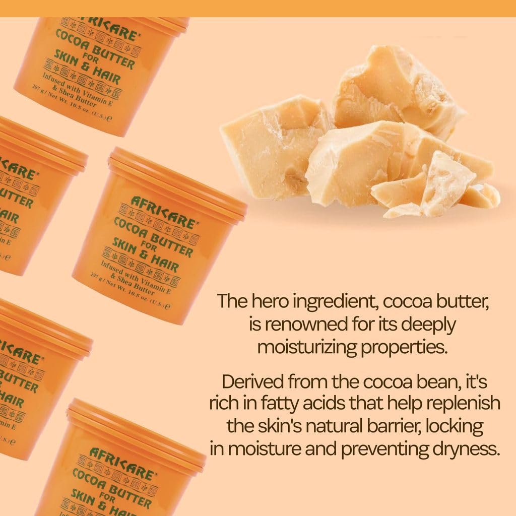 COCOCARE - Africare Kakaobutter 10,5 Unzen - Für Haut und Haar - Angereichert mit Vitamin E und Sheabutter