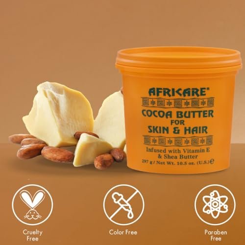 COCOCARE - Africare Kakaobutter 10,5 Unzen - Für Haut und Haar - Angereichert mit Vitamin E und Sheabutter