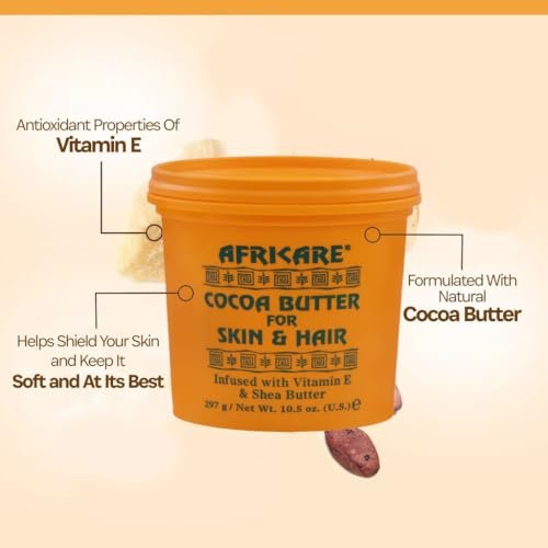 COCOCARE - Africare Kakaobutter 10,5 Unzen - Für Haut und Haar - Angereichert mit Vitamin E und Sheabutter