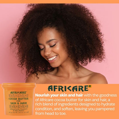 COCOCARE - Africare Kakaobutter 10,5 Unzen - Für Haut und Haar - Angereichert mit Vitamin E und Sheabutter