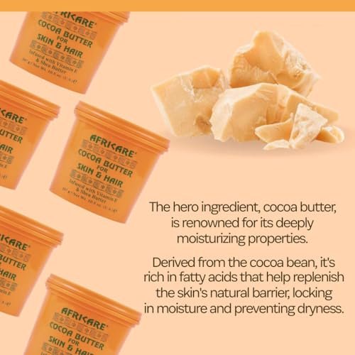 COCOCARE - Africare Kakaobutter 10,5 Unzen - Für Haut und Haar - Angereichert mit Vitamin E und Sheabutter