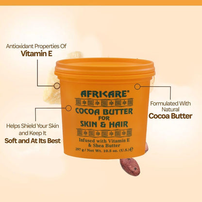 COCOCARE - Africare Kakaobutter 10,5 Unzen - Für Haut und Haar - Angereichert mit Vitamin E und Sheabutter