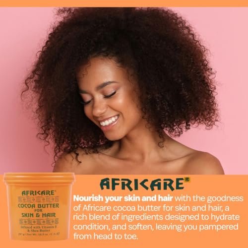 COCOCARE - Africare Kakaobutter 10,5 Unzen - Für Haut und Haar - Angereichert mit Vitamin E und Sheabutter