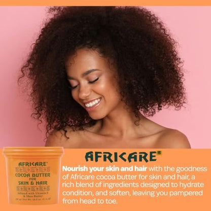 COCOCARE - Africare Kakaobutter 10,5 Unzen - Für Haut und Haar - Angereichert mit Vitamin E und Sheabutter