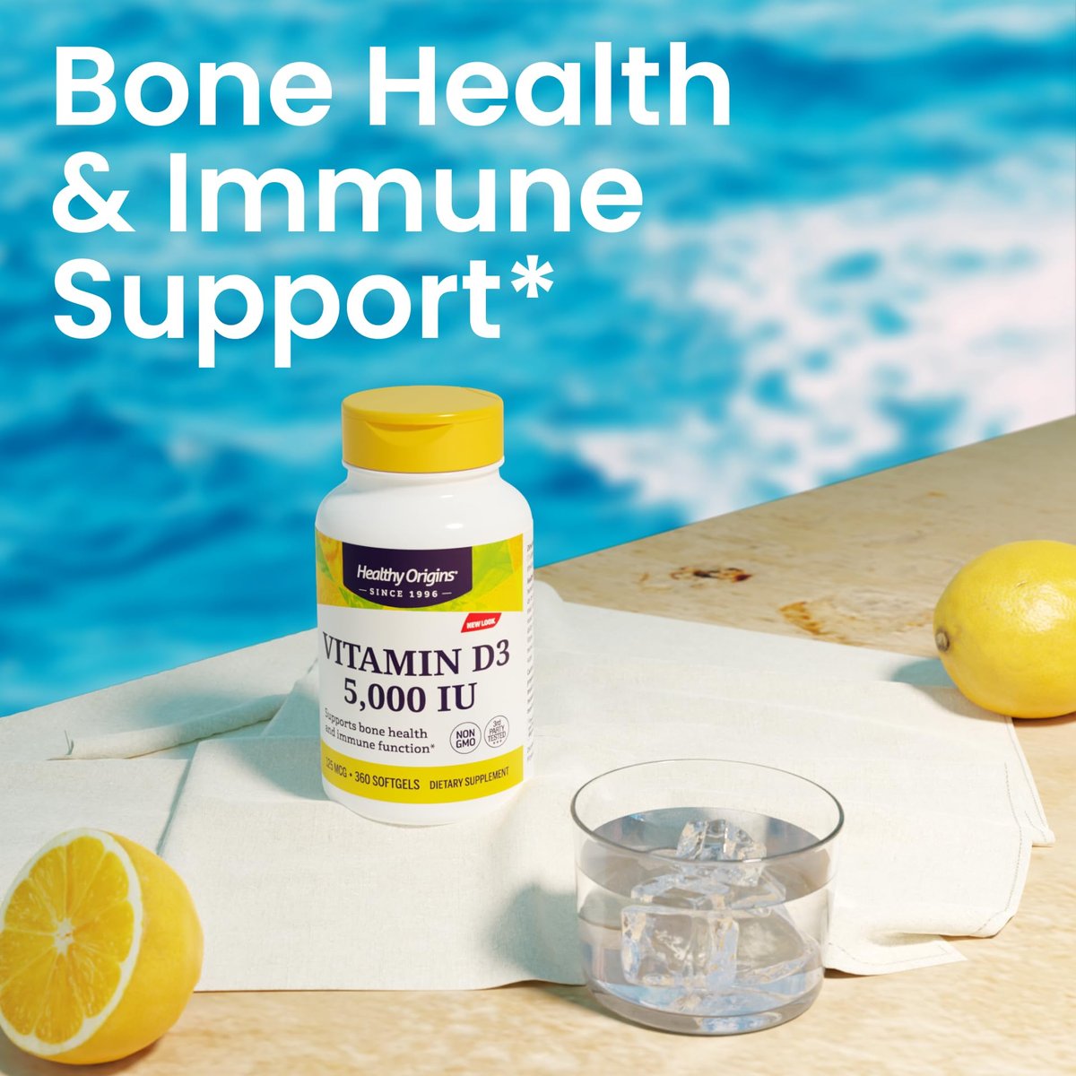Healthy Origins Vitamin D3 (Lanolin) 5.000 IE Weichkapseln – Knochengesundheit & Immununterstützung – Leicht absorbierbares Vitamin-D-Präparat – glutenfrei – 360 Weichkapseln