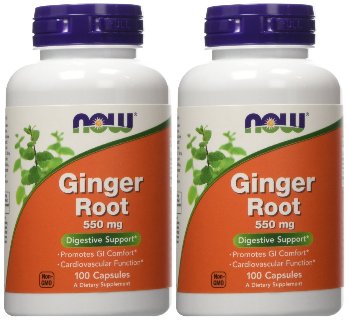 NOW Foods Ingwerwurzel 550 mg, 100 Kapseln (2er-Pack) - Hochdosiertes Nahrungsergänzungsmittel