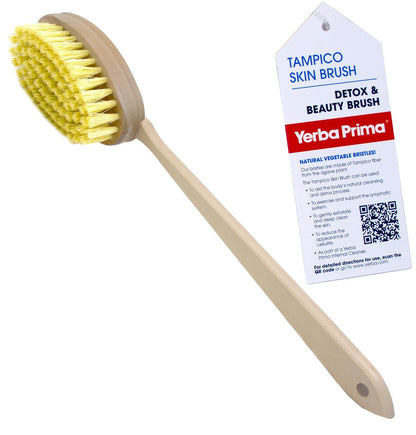 Yerba Prima Tampico Hautbürste für trockenes Bürsten und Peeling – Naturborsten & Ahornholzgriff