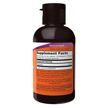 NOW Foods flüssiges Melatonin, 3 mg pro Portion, schnelle Absorption und großartiger Geschmack, 59 ml
