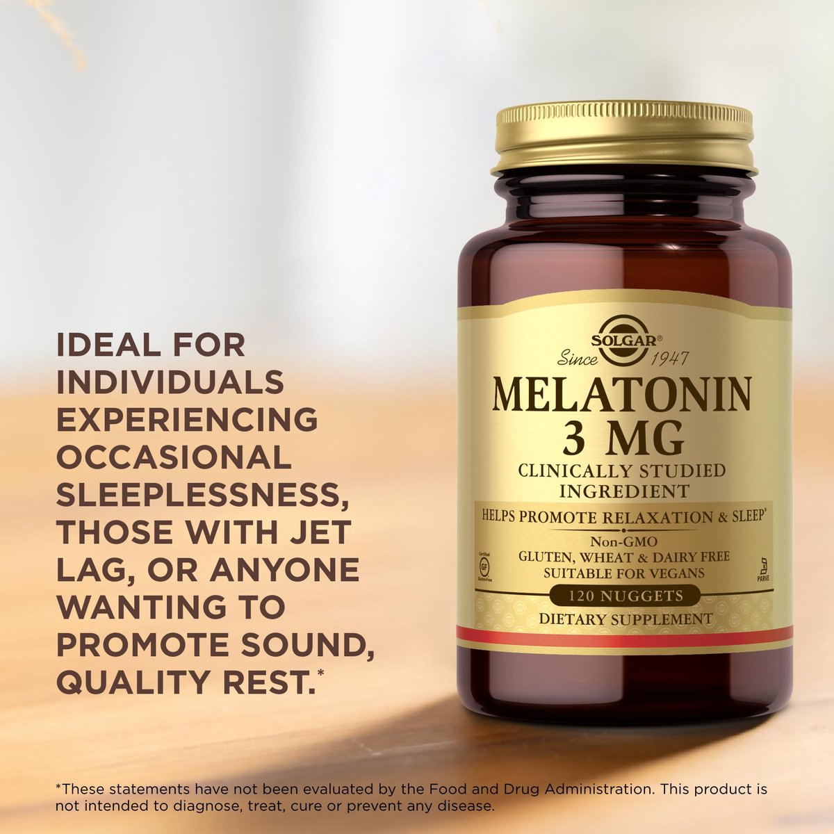 Solgar Melatonin 3 mg Nuggets – 120 Tabletten – Schlafunterstützung & Jetlag