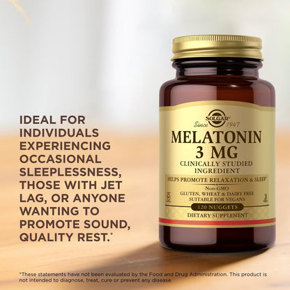 Solgar Melatonin 3 mg Nuggets – 120 Tabletten – Schlafunterstützung & Jetlag