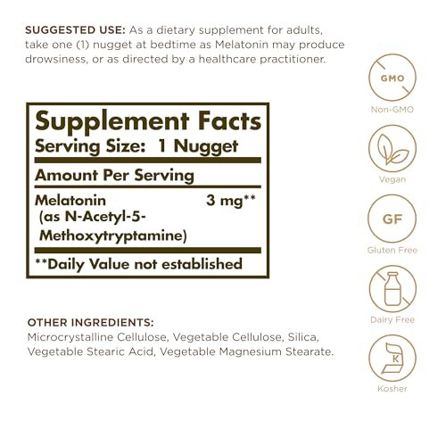 Solgar Melatonin 3 mg Nuggets – 120 Tabletten – Schlafunterstützung & Jetlag