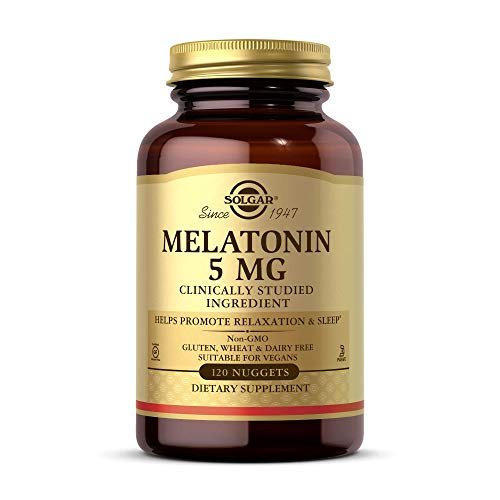 Solgar Melatonin 5 mg, 120 Nuggets – Fördert Entspannung & erholsamen Schlaf – klinisch getestetes Melatonin – vegan, glutenfrei, laktosefrei, koscher – 120 Portionen