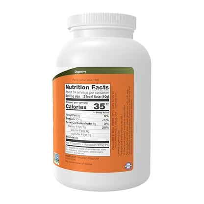 NOW Foods Bio Flohsamenschalen, ganz, zertifiziert biologisch, nicht gentechnisch verändert, lösliche Ballaststoffe, 340 g (12 Unzen)
