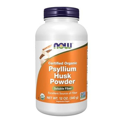 NOW Foods Bio Flohsamenschalenpulver, zertifiziert organisch, Non-GMO, lösliche Ballaststoffe, 340 g
