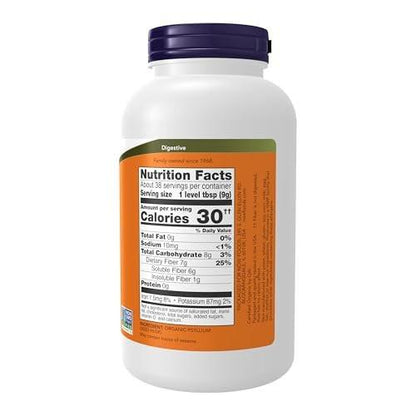 NOW Foods Bio Flohsamenschalenpulver, zertifiziert organisch, Non-GMO, lösliche Ballaststoffe, 340 g