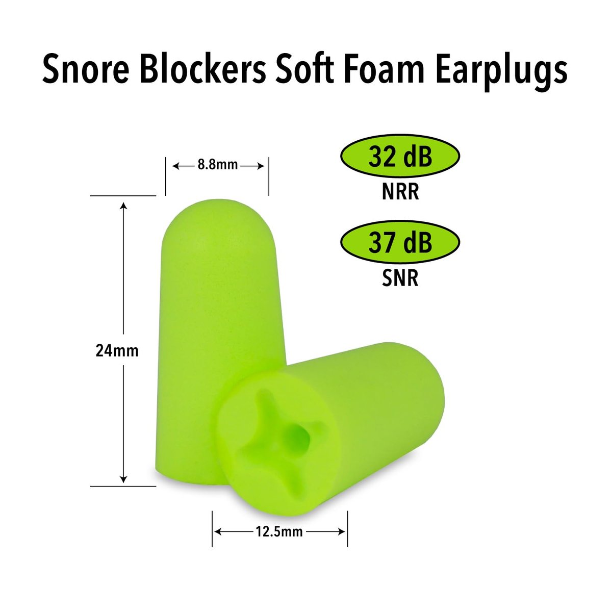 Mack’s Snore Blockers Ohrstöpsel aus weichem Schaumstoff, 12 Paar – 32 dB NRR, 37 dB SNR – Bequeme Ohrenstöpsel für Schlafen, Schnarchen, lauten Lärm und Reisen