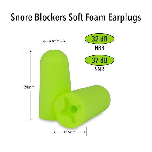 Mack’s Snore Blockers Ohrstöpsel aus weichem Schaumstoff, 12 Paar – 32 dB NRR, 37 dB SNR – Bequeme Ohrenstöpsel für Schlafen, Schnarchen, lauten Lärm und Reisen
