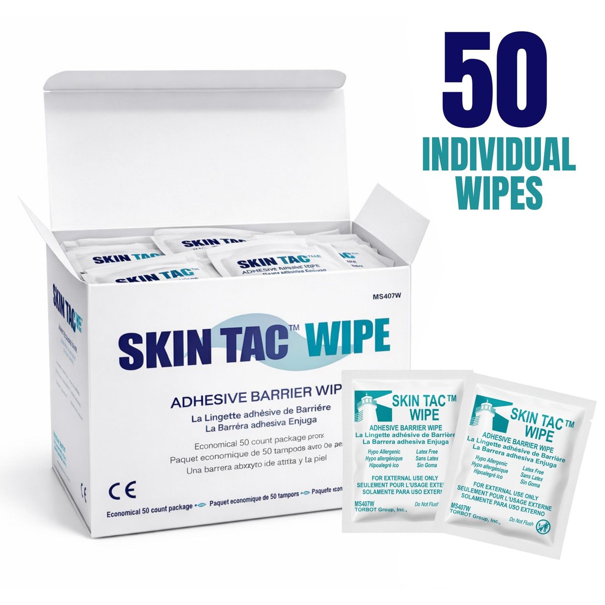 Skin-Tac™ Haftvermittler-Tücher 50 Stück – zuverlässiger Schutz für Haut und Prothesen