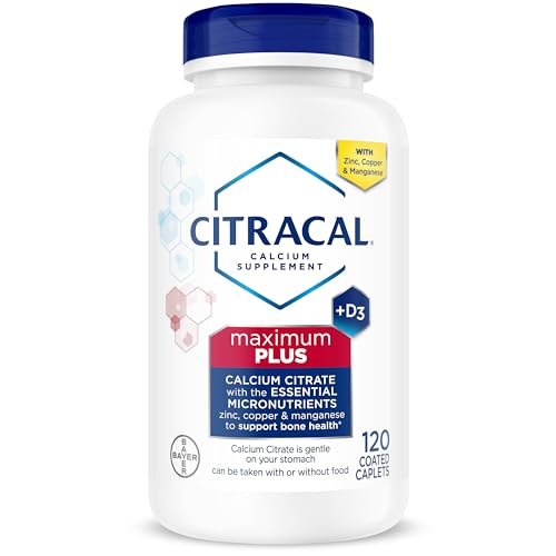 Citracal Maximum Plus Calcium Supplement – Calciumcitrat mit Vitamin D3, Zink & essentiellen Mineralien zur Unterstützung der Knochengesundheit, ab 12 Jahren, 120 Kapseln (Verpackung kann variieren)