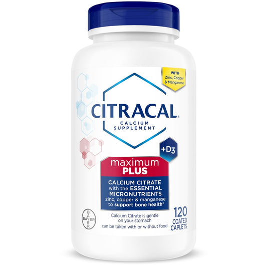 Citracal Maximum Plus Calcium Supplement – Calciumcitrat mit Vitamin D3, Zink & essentiellen Mineralien zur Unterstützung der Knochengesundheit, ab 12 Jahren, 120 Kapseln (Verpackung kann variieren)
