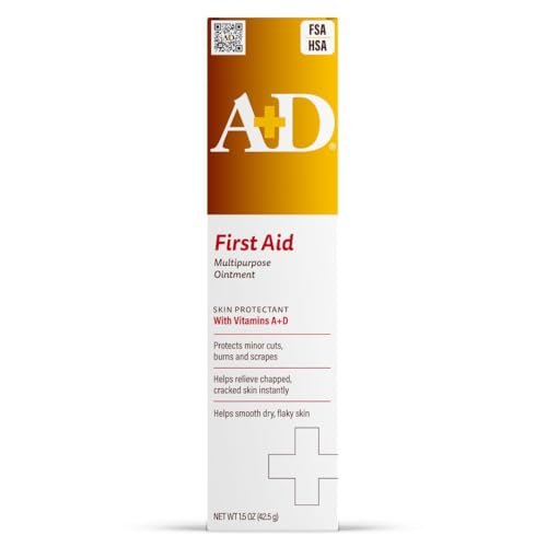A+D Erste Hilfe Heilsalbe – Feuchtigkeitsspendender Hautschutz für trockene, rissige Fersen, Ellbogen, Hände und Lippen – Nach dem Händewaschen verwenden, Verpackung kann variieren, Mehrfarbig – 1,5 oz Tube