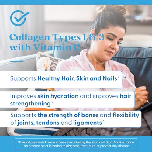 Doctor's Best Kollagenpeptide Typ 1 & 3 – Nahrungsergänzungsmittel für Frauen & Männer, unterstützt Haare, Haut, Nägel & Gelenke, mit 30 mg Vitamin C & 3 g Protein pro Portion, Nicht-GVO – 180 Tabletten