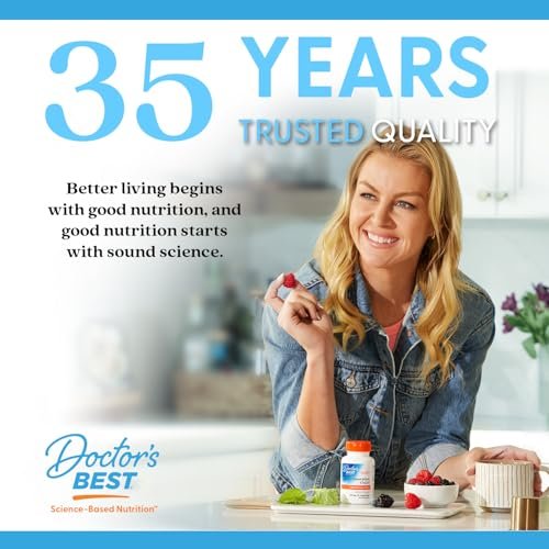 Doctor's Best Kollagenpeptide Typ 1 & 3 – Nahrungsergänzungsmittel für Frauen & Männer, unterstützt Haare, Haut, Nägel & Gelenke, mit 30 mg Vitamin C & 3 g Protein pro Portion, Nicht-GVO – 180 Tabletten