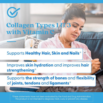 Doctor's Best Kollagenpeptide Typ 1 & 3 – Nahrungsergänzungsmittel für Frauen & Männer, unterstützt Haare, Haut, Nägel & Gelenke, mit 30 mg Vitamin C & 3 g Protein pro Portion, Nicht-GVO – 180 Tabletten