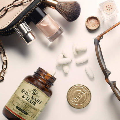 Solgar Haut, Nägel & Haare, Fortschrittliche MSM-Formel, 120 Tabletten – Unterstützt Kollagen für Haar-, Nagel- und Hautgesundheit – Liefert Zink, Vitamin C & Kupfer – Nicht GVO, vegan, gluten- & laktosefrei – 60 Portionen