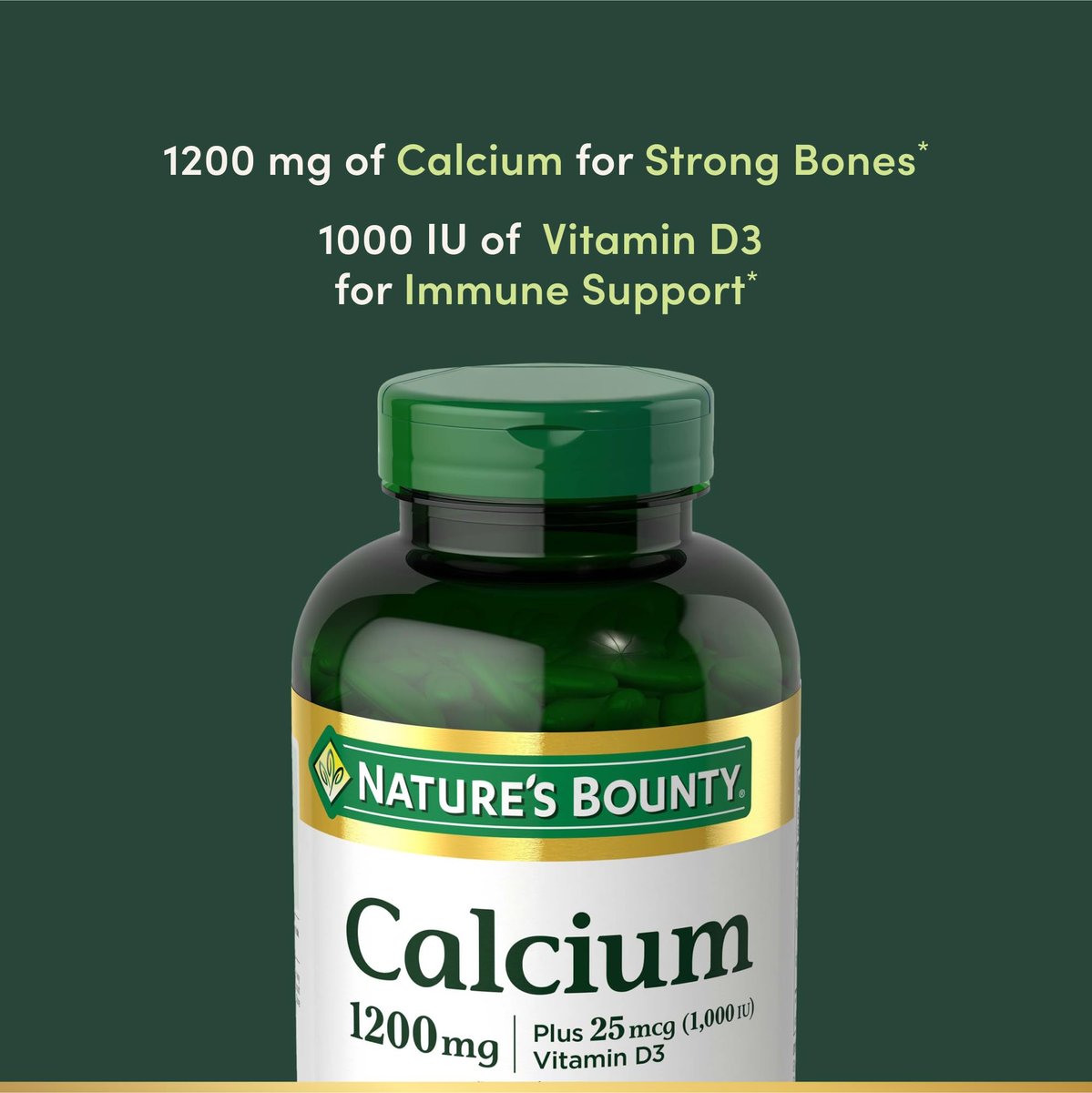 Nature’s Bounty Calcium 1200 mg mit Vitamin D3 – 220 Softgels für Knochengesundheit und Immununterstützung