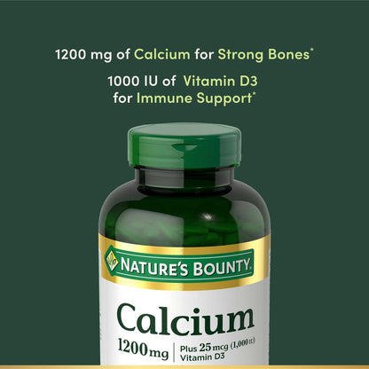 Nature’s Bounty Calcium 1200 mg mit Vitamin D3 – 220 Softgels für Knochengesundheit und Immununterstützung