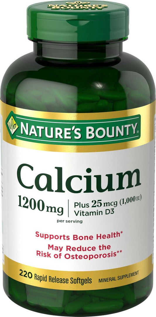 Nature’s Bounty Calcium 1200 mg mit Vitamin D3 – 220 Softgels für Knochengesundheit und Immununterstützung