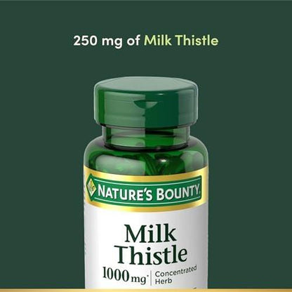 Nature's Bounty Mariendistel 1000 mg, Kräuterergänzung, tägliche Unterstützung, glutenfrei, Rapid Release Weichkapseln, 50 Stück