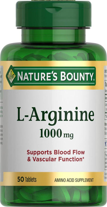 Nature’s Bounty L-Arginin 1000 mg – Unterstützt die Durchblutung und Gefäßfunktion – Nicht-GVO, glutenfrei, 50 Tabletten