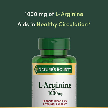 Nature’s Bounty L-Arginin 1000 mg – Unterstützt die Durchblutung und Gefäßfunktion – Nicht-GVO, glutenfrei, 50 Tabletten