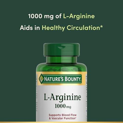Nature’s Bounty L-Arginin 1000 mg – Unterstützt die Durchblutung und Gefäßfunktion – Nicht-GVO, glutenfrei, 50 Tabletten
