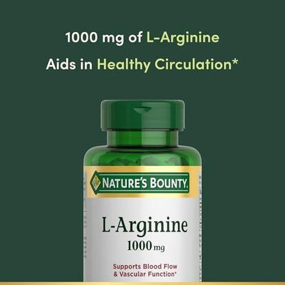 Nature’s Bounty L-Arginin 1000 mg – Unterstützt die Durchblutung und Gefäßfunktion – Nicht-GVO, glutenfrei, 50 Tabletten