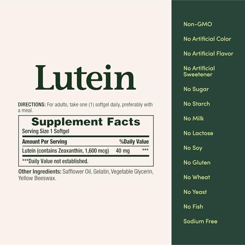 Nature's Bounty Lutein 40 mg – 30 Softgels für die Augengesundheit & Sehkraft