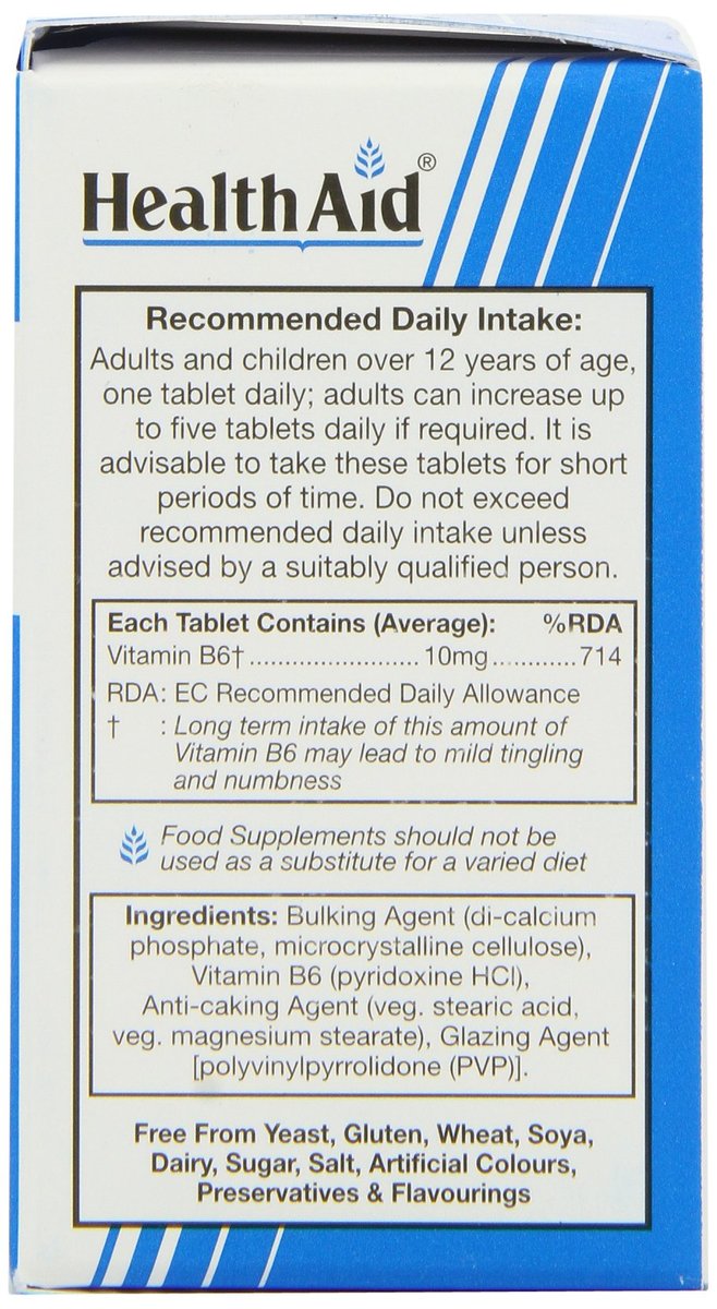 HealthAid Vitamin B6 (Pyridoxin HCl) 10 mg – 100 Tabletten