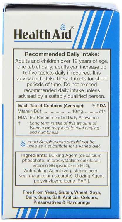 HealthAid Vitamin B6 (Pyridoxin HCl) 10 mg – 100 Tabletten