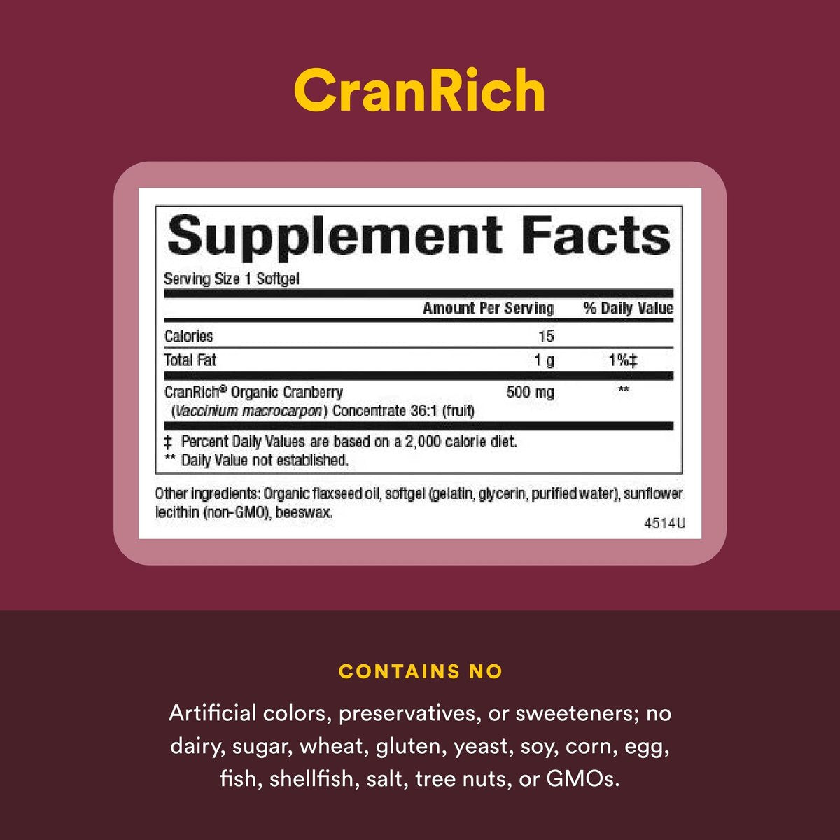 CranRich von Natural Factors – Hochkonzentrierter Cranberry-Extrakt, Antioxidans zur Unterstützung der Harnwege, Non-GMO, 90 Softgels (90 Portionen)